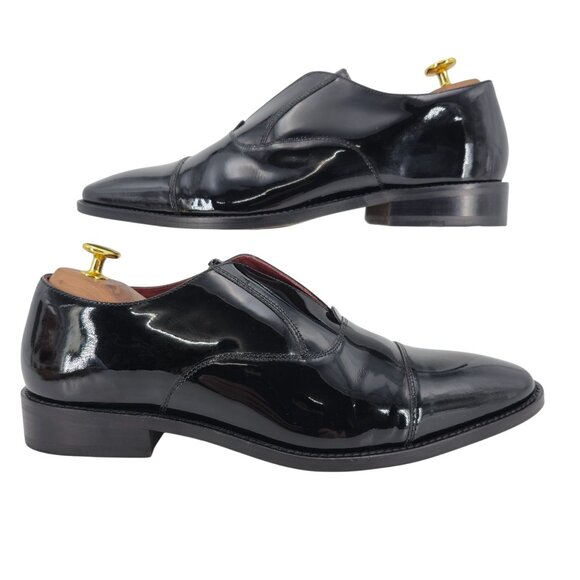 Carlos Santana Men 10 Black Patent Leather Dress Shoe Loafers Formal Tuxedo Prom main image 4